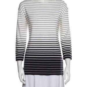 Escada Striped Bateau Neckline Top Size L